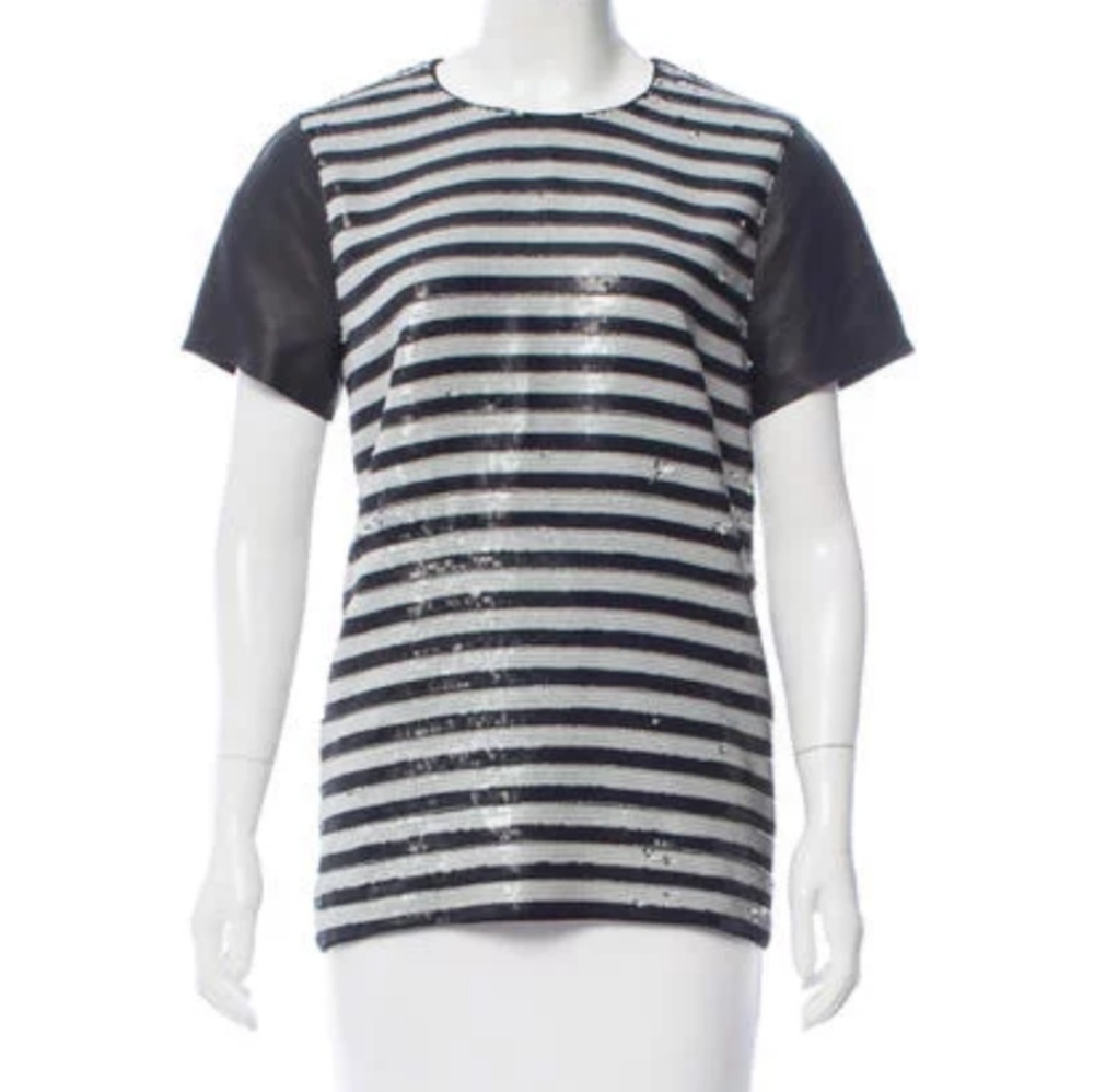 Rachel Zoe Nichols Top with Leather Sveeves